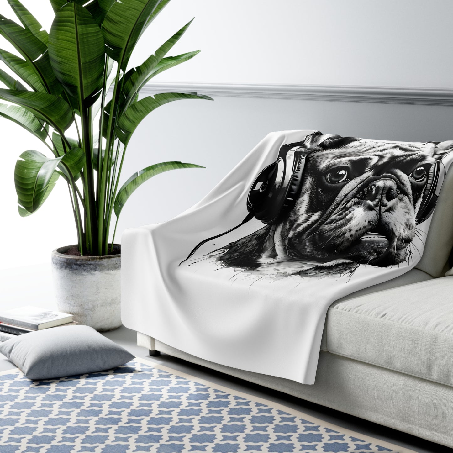 "Wrapped in Frenchie Love" – The Ultimate Cozy Companion - Sherpa Fleece Blanket