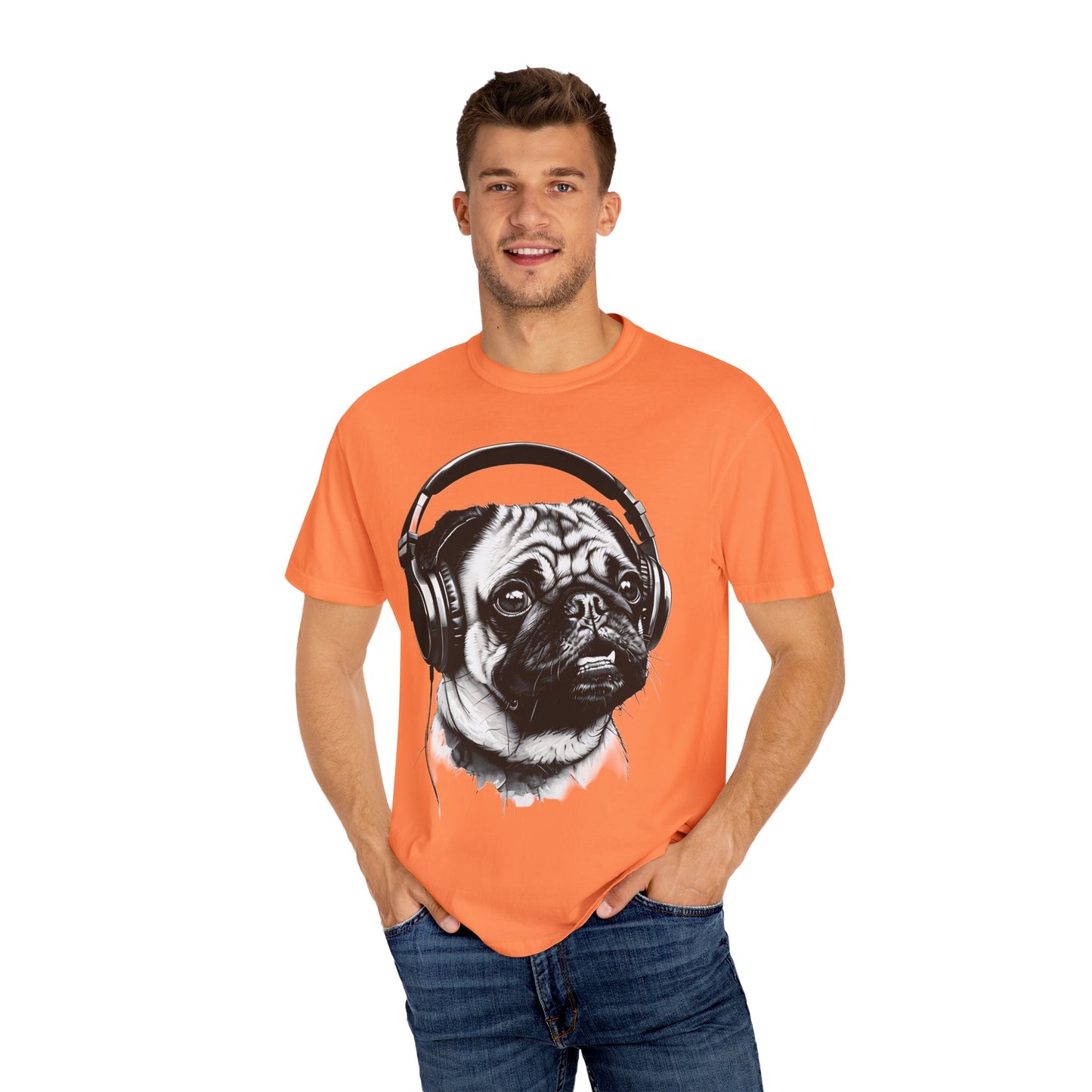 Pug Life: Rocking the Beats! - Unisex Garment-Dyed T-shirt