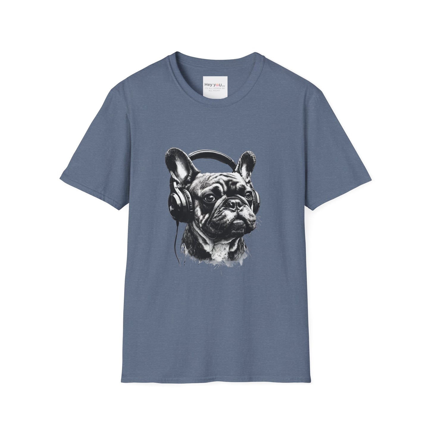 "DJ Frenchie Vibes" – Rock Out with the Coolest Pup in Town - Unisex Softstyle T-Shirt