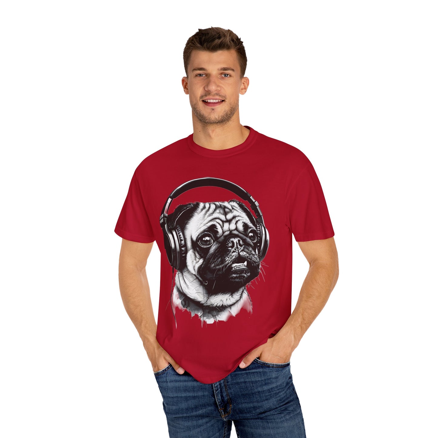 Pug Life: Rocking the Beats! - Unisex Garment-Dyed T-shirt