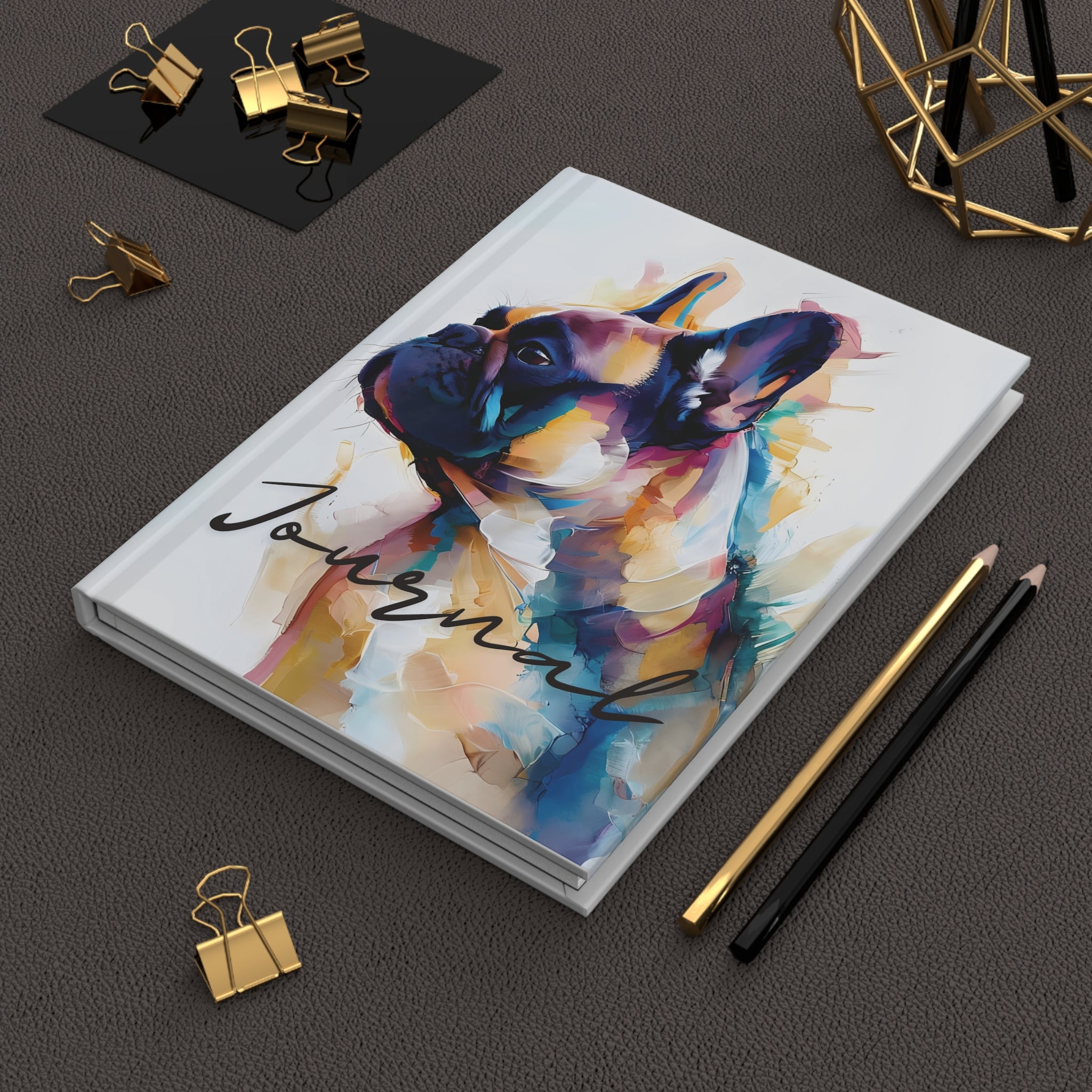 Frenchie Reflections – Watercolor Bulldog Hardcover Journal