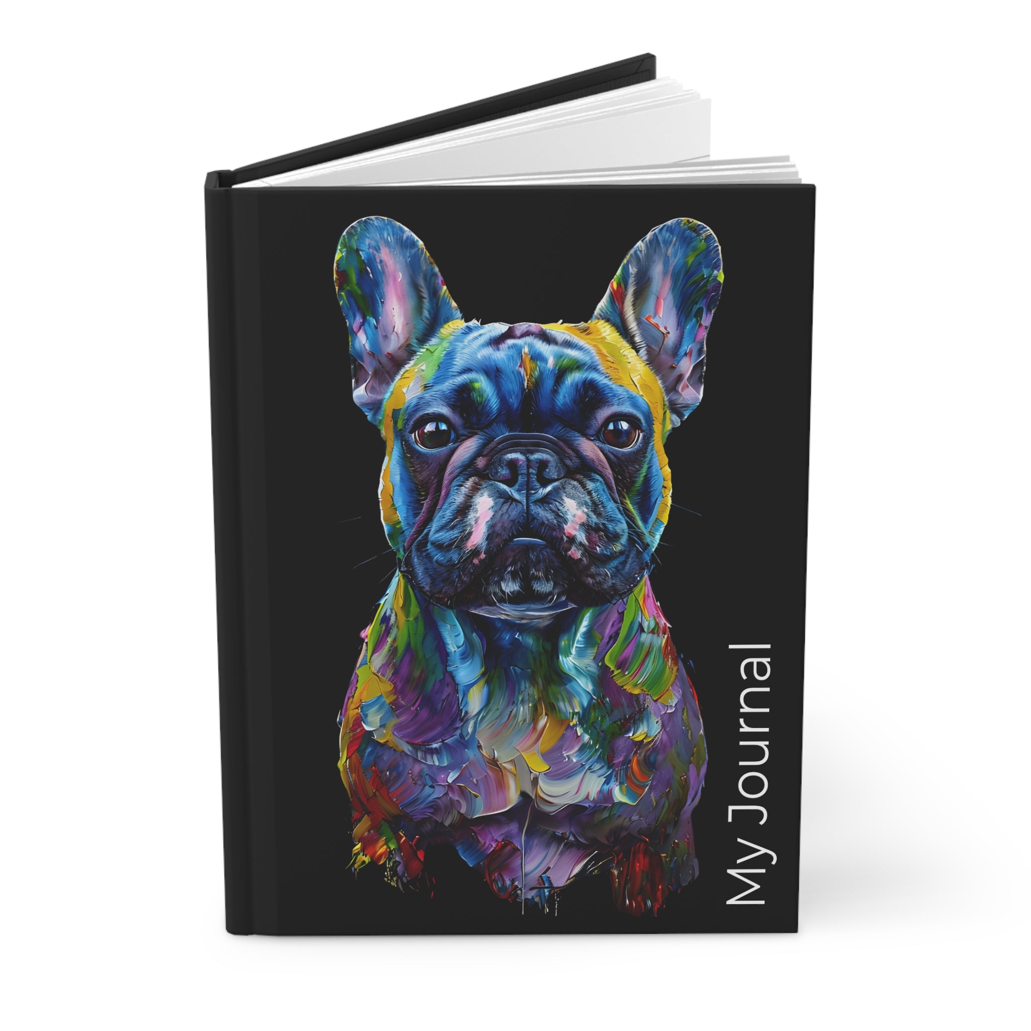 Colorful French Bulldog Hardcover Journal – Artistic Oil Paint Design for Pet Lovers