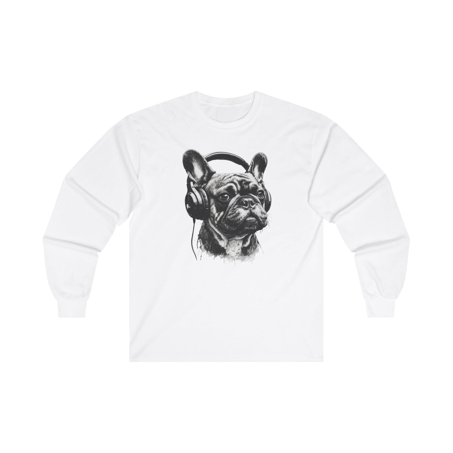 Beats & Barks: Cozy Frenchie Vibes - Unisex Ultra Cotton Long Sleeve Tee