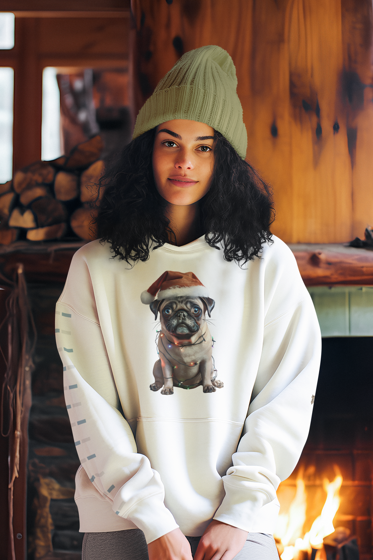 Festive Pug Holiday Sweatshirt -  Heavy Blend™ Crewneck