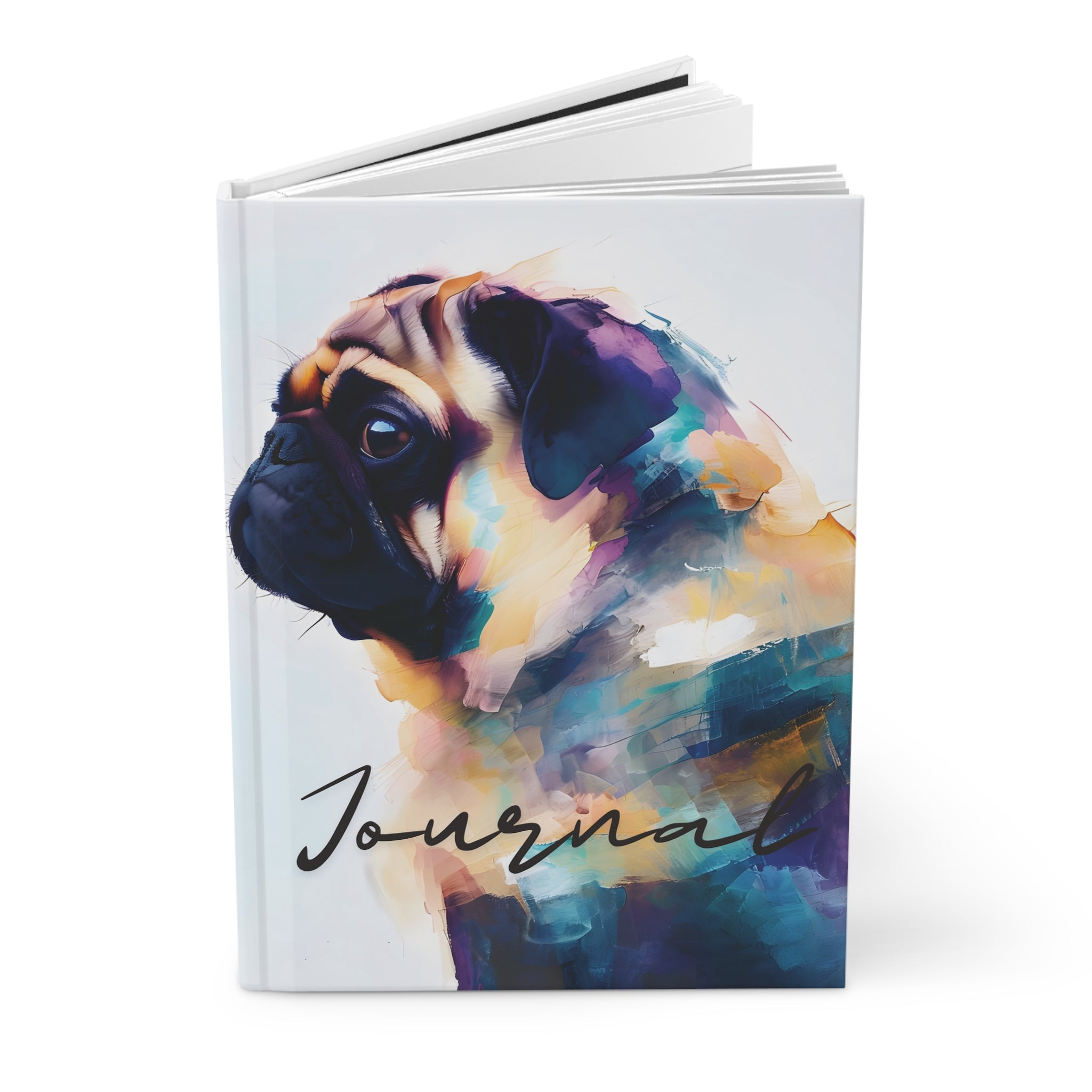 Pug Reflections – Watercolor Pug Dog Hardcover Journal