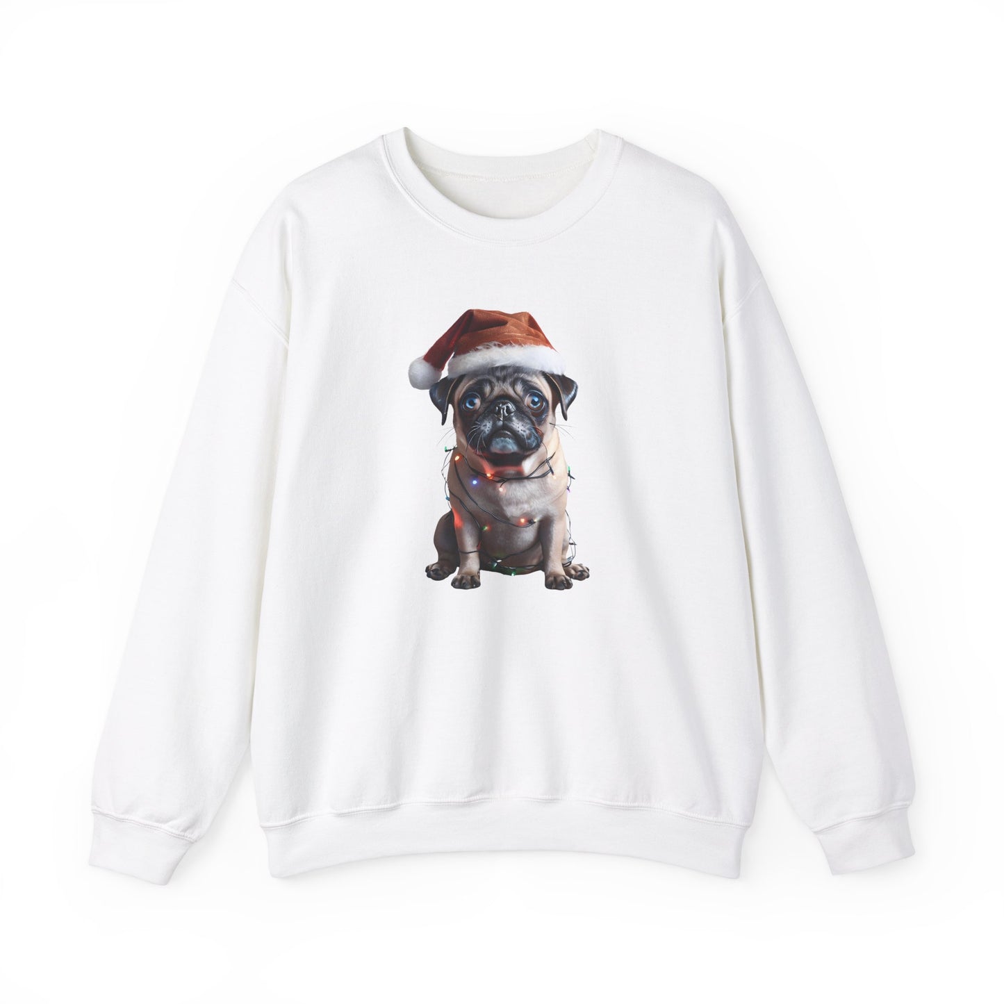 Festive Pug Holiday Sweatshirt -  Heavy Blend™ Crewneck