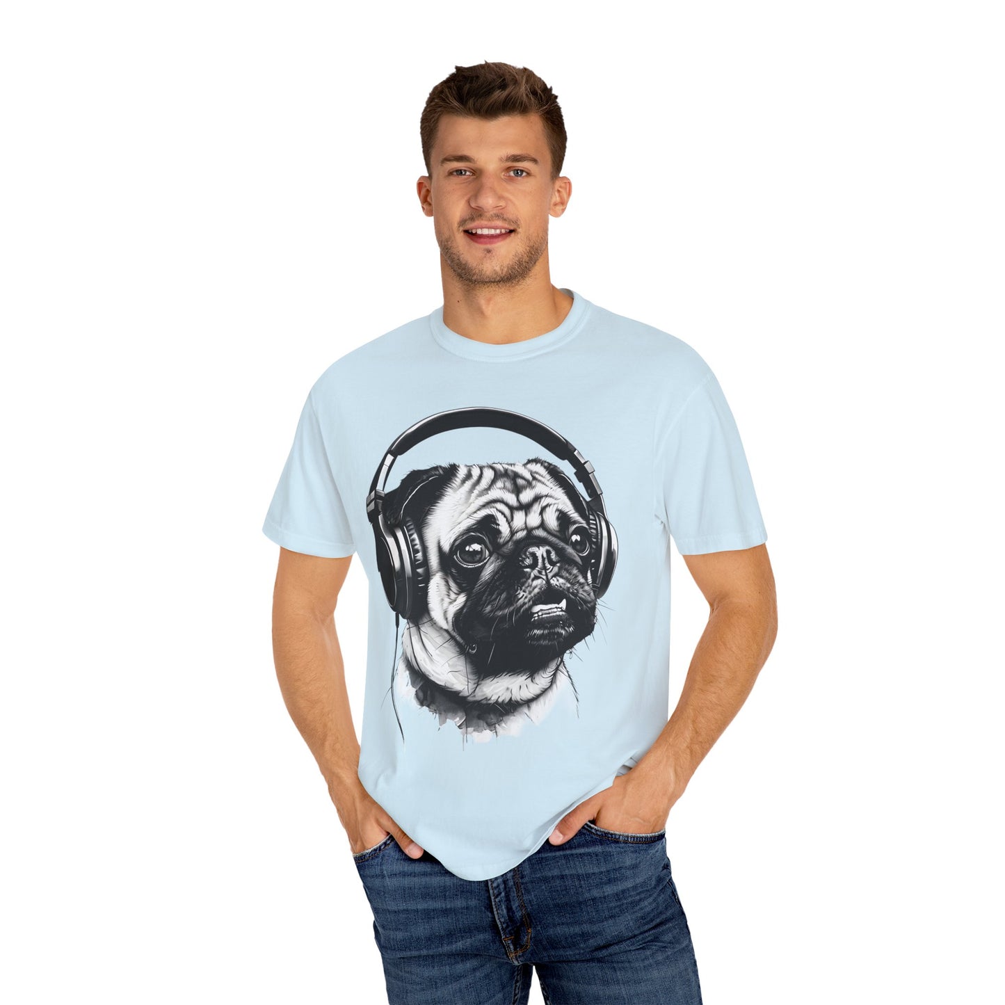 Pug Life: Rocking the Beats! - Unisex Garment-Dyed T-shirt