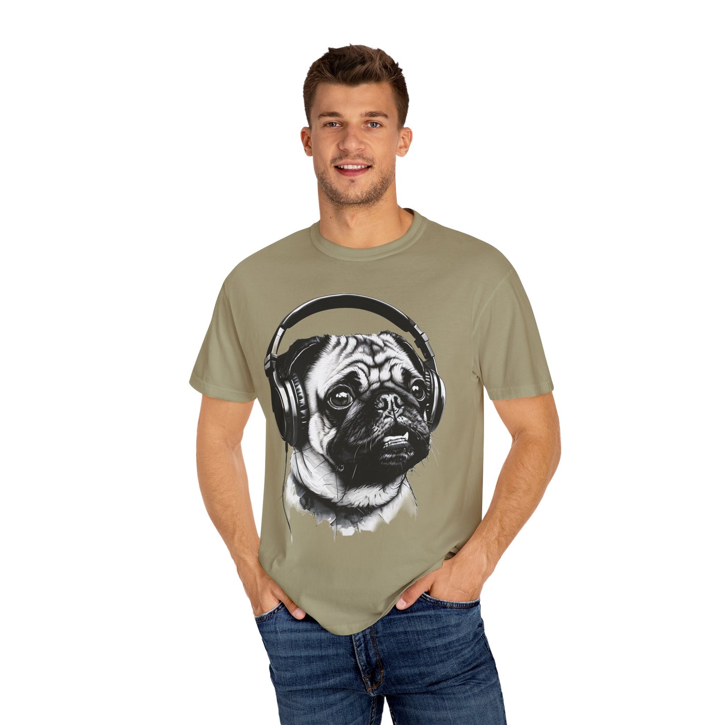 Pug Life: Rocking the Beats! - Unisex Garment-Dyed T-shirt