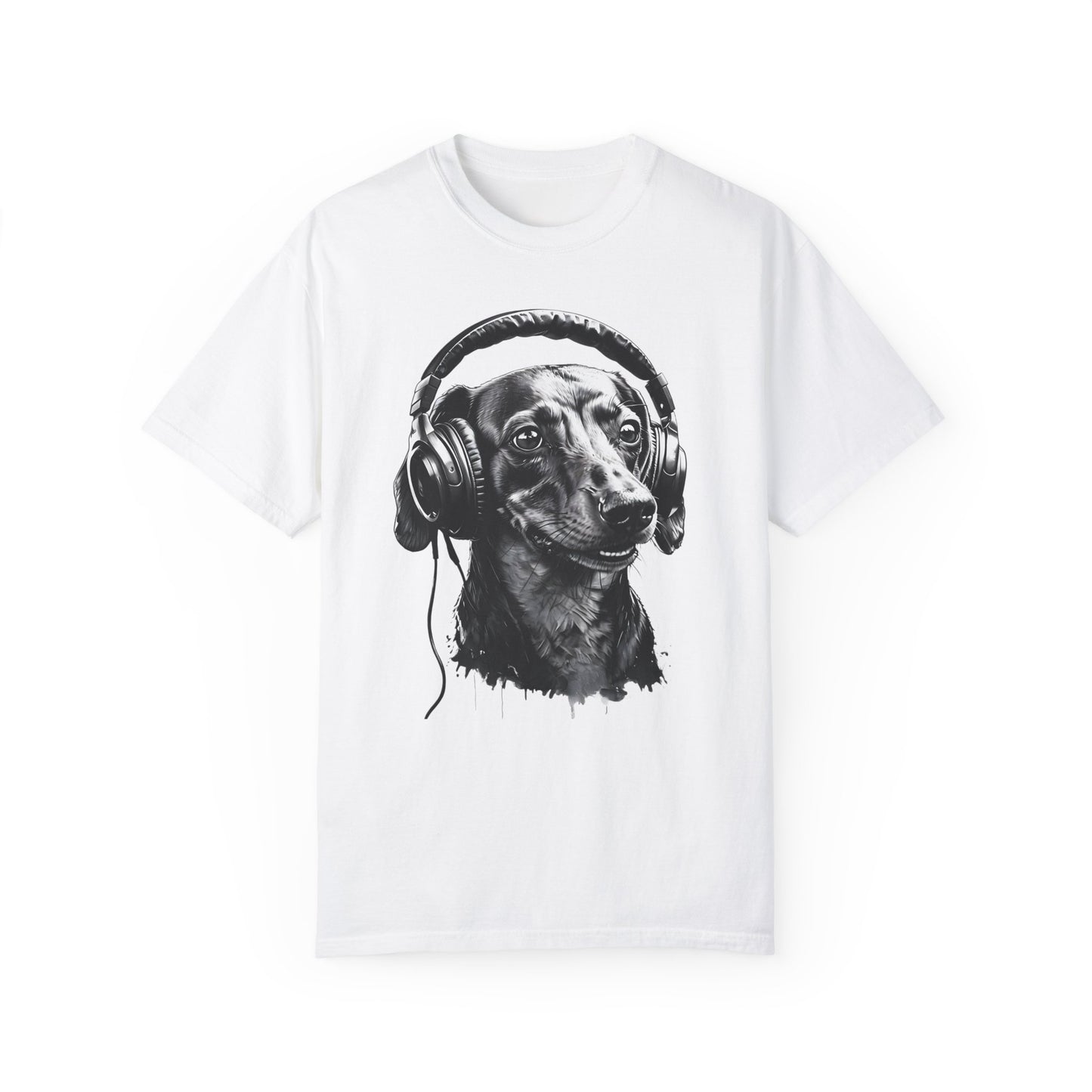 Headphones & Hot Dogs: The Ultimate Doxie Vibe! - Unisex Garment-Dyed T-shirt