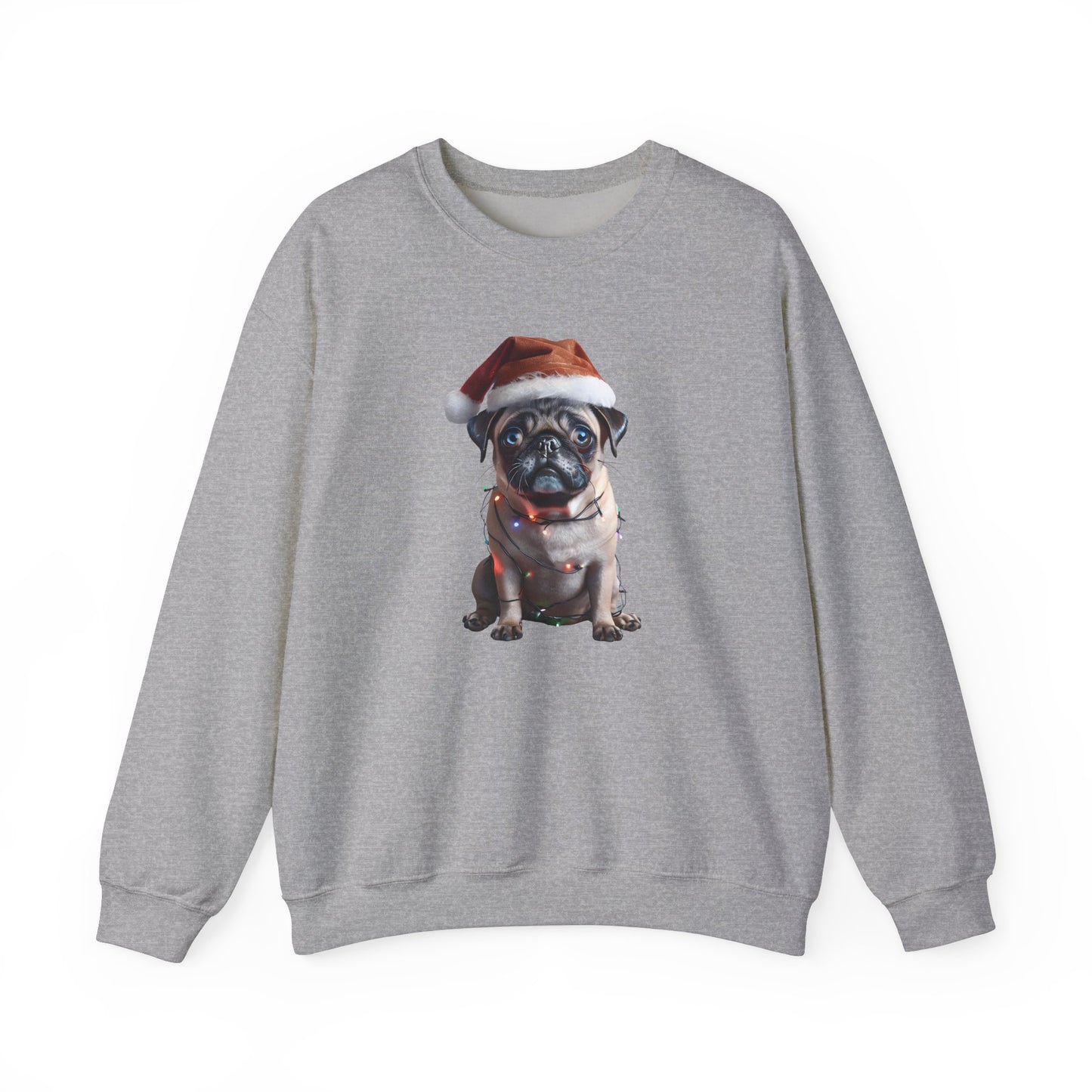 Festive Pug Holiday Sweatshirt -  Heavy Blend™ Crewneck