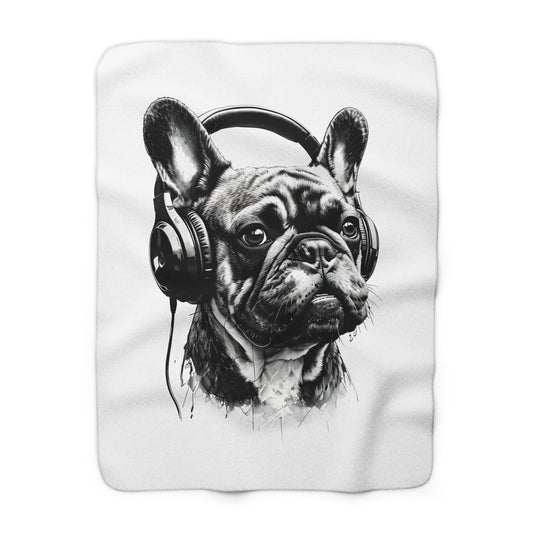 "Wrapped in Frenchie Love" – The Ultimate Cozy Companion - Sherpa Fleece Blanket