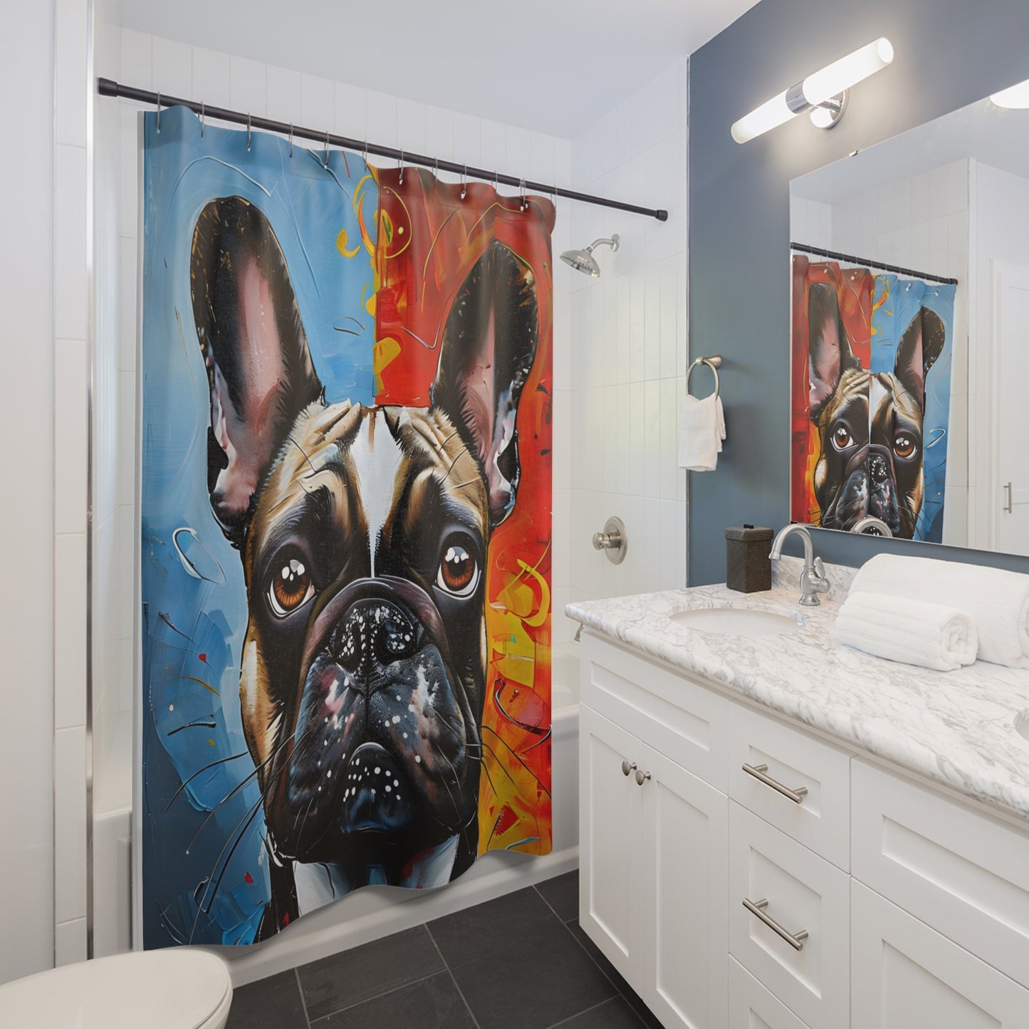 Wet Noses & Warm Showers - Frenchie Shower Curtain