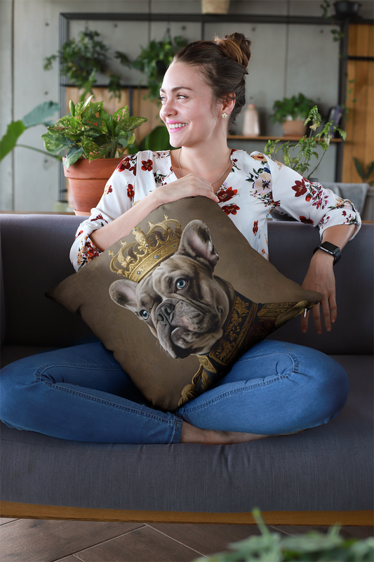 Napoleon of Naps: The Royal Frenchie Pillow - Spun Polyester Square Pillow