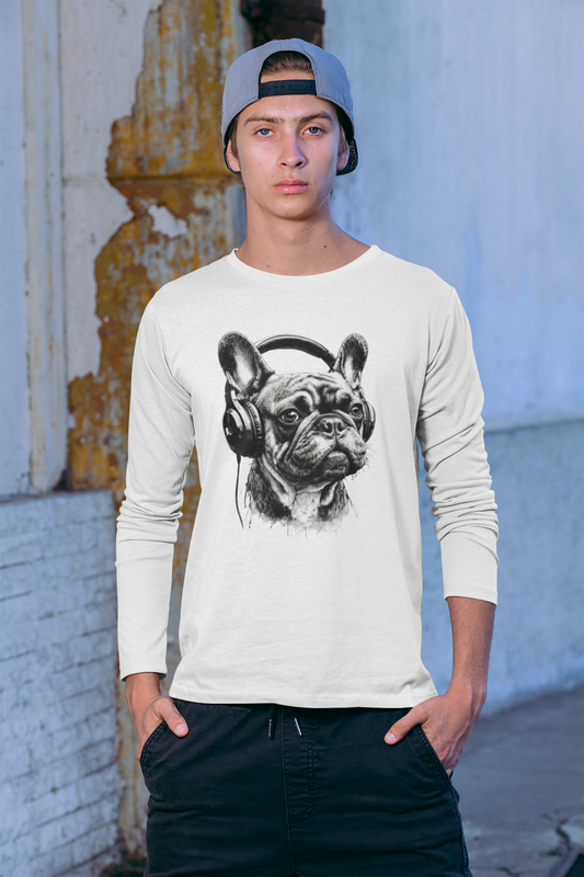 Beats & Barks: Cozy Frenchie Vibes - Unisex Ultra Cotton Long Sleeve Tee