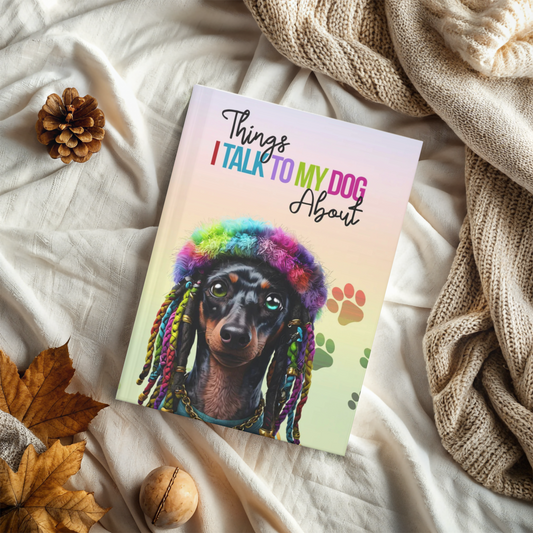 "Things I Talk to My Dog About" – Colorful Dachshund Hardcover Journal for Dog Lovers